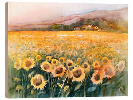 Wood print Sunflower field in the Luberon, Provence - Eckard Funck