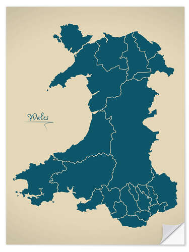 Sisustustarra Wales UK Map Artwork petrol