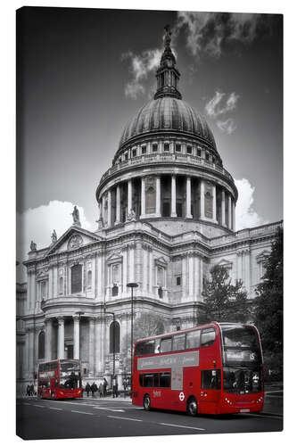 Canvas-taulu LONDON St. Paul's Cathedral and Red Bus