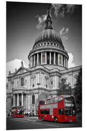 Hartschaumbild LONDON St. Paul's Cathedral und Red Bus