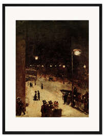 Gerahmter Kunstdruck Straße bei Nacht