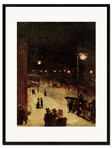 Gerahmter Kunstdruck Straße bei Nacht