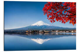 Alubild Mount Fuji und See Kawaguchiko im Herbst