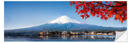 Sticker mural Mount Fuji and Lake Kawaguchiko in autumn