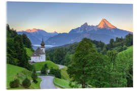 Akrylbillede Maria Gern and Watzmann near Berchtesgaden in summer