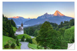 Sticker mural Maria Gern and Watzmann near Berchtesgaden in summer