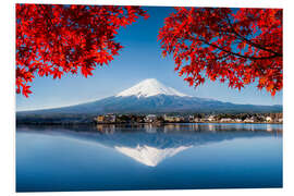 Print på skumplade Mount Fuji Behind Lake Kawaguchiko I