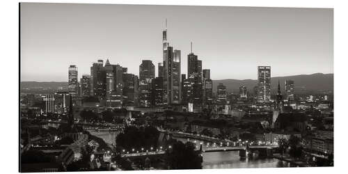 Aluminium print Frankfurt skyline black and white