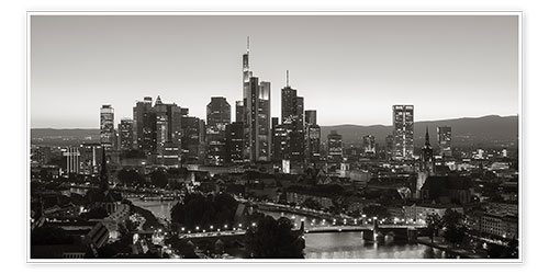 Poster Frankfurt skyline black and white
