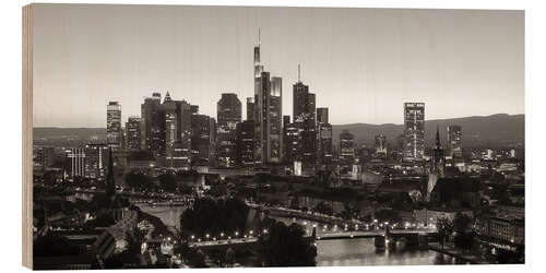 Hout print Frankfurt skyline black and white
