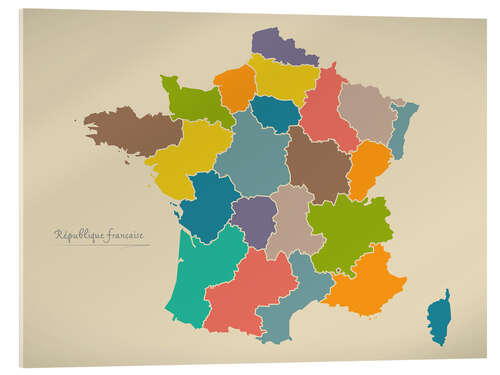 Acrylic print France Modern Map Artwork Design