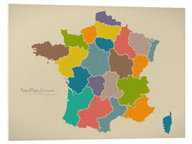 Foam board print France Modern Map Artwork Design