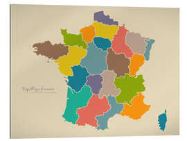 Quadro em plexi-alumínio France Modern Map Artwork Design