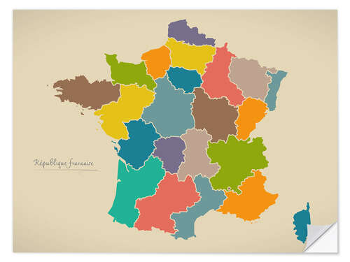 Vinilo para la pared France Modern Map Artwork Design