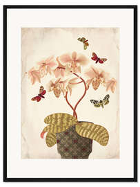 Gerahmter Kunstdruck Vintage Stillleben mit Orchidee