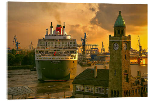 Akrylglastavla Queen Mary II Landungsbrücken Hamburg