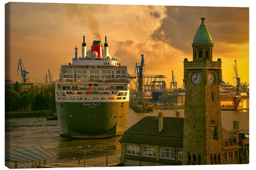 Canvas print Queen Mary II Landungsbrücken Hamburg