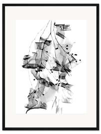 Gerahmter Kunstdruck Pflanzenlaub und Rinde