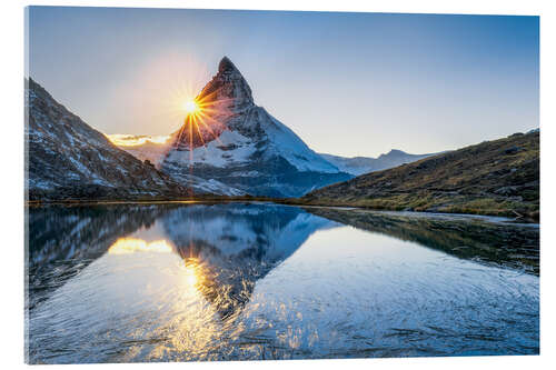 Acrylic print Riffelsee and Matterhorn in the Swiss Alps