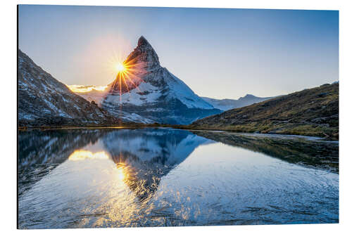 Alubild Riffelsee und Matterhorn in den Schweizer Alpen