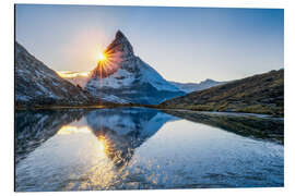 Alubild Riffelsee und Matterhorn in den Schweizer Alpen