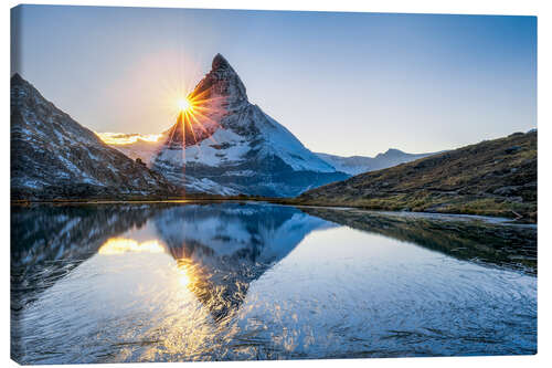 Canvas print Riffelsee and Matterhorn in the Swiss Alps