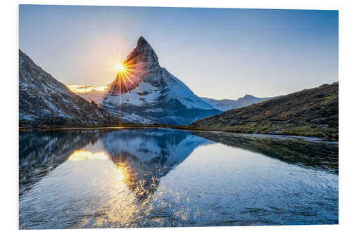 Hartschaumbild Riffelsee und Matterhorn in den Schweizer Alpen