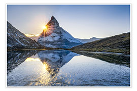 Plakat  Riffelsee and Matterhorn in the Swiss Alps - Jan Christopher Becke