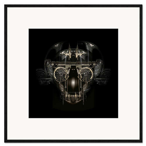 Kunsttryk i ramme futuristic cyborg face