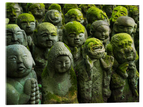 Stampa su vetro acrilico Buddhist statues in Otagi nenbutsu-ji in Kyoto, Japan