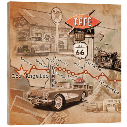 Tableau en bois Los Angeles Road Trip