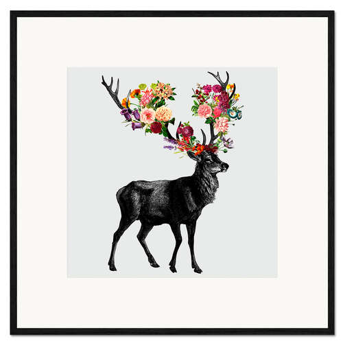 Plakat artystyczny premium w ramie Spring Itself Deer Floral