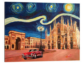 Galleriprint Starry Night in Milan Italy Oldtimer and Cathedral