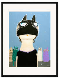 Gerahmter Kunstdruck Käthe Moschilak mit Katzenmaske