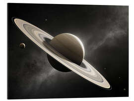 Gallery print Planet Saturn with major moons