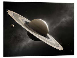 Magnettafel Planet Saturn mit Monden