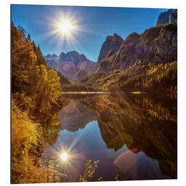 Tableau en aluminium Lac de Gosau à l'automne