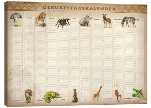 Leinwandbild Geburtstagskalender Tiere