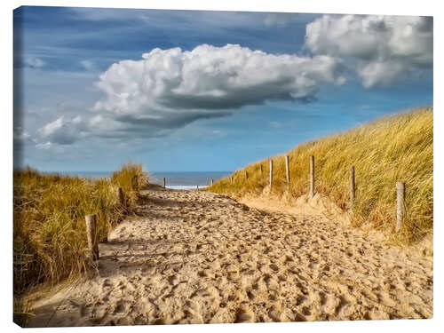 Leinwandbild Durch die Dünen zum Strand