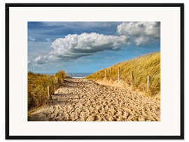 Gerahmter Kunstdruck Durch die Dünen zum Strand