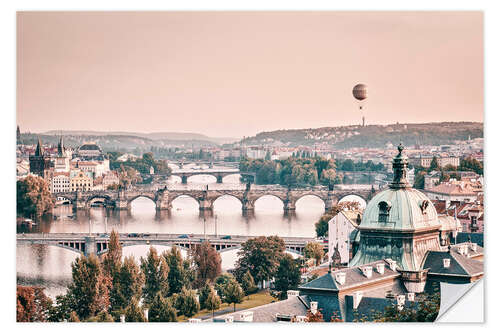 Wall sticker Balloon over the bridges of Prague