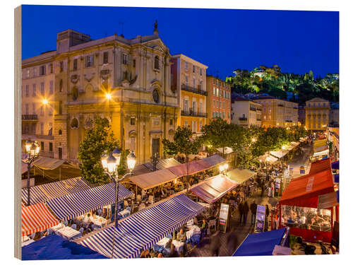 Wood print Cours Saleya in Nice