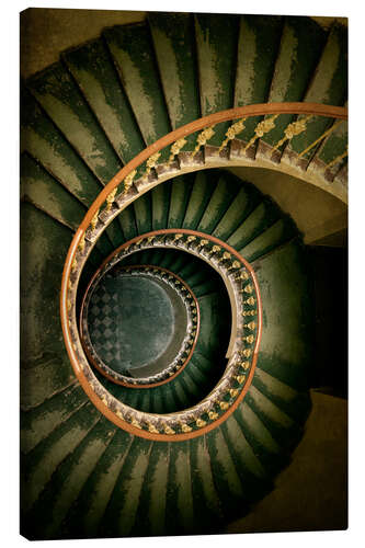 Canvas print Spiral staircase in green and brown tones