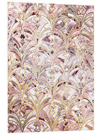 Print på skumplade Dusty Rose and Coral Art Deco Marbling Pattern