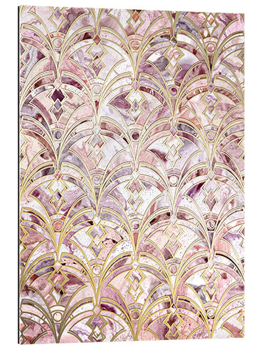 Galleritryck Dusty Rose and Coral Art Deco Marbling Pattern