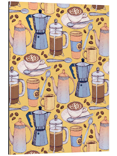 Tableau en aluminium Coffee Love on Yellow