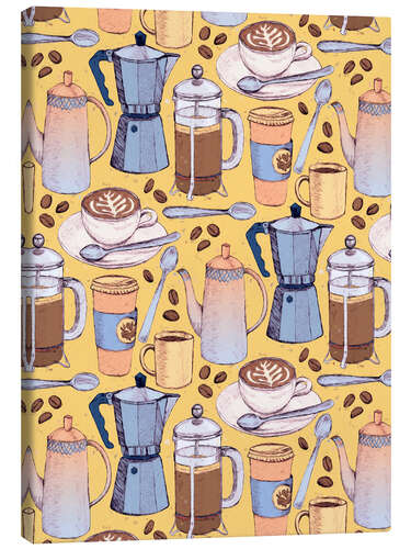 Tableau sur toile Coffee Love on Yellow