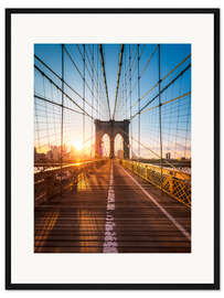 Gerahmter Kunstdruck Brooklyn Bridge im Sonnenlicht in New York City, USA