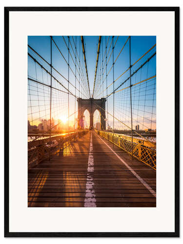 Plakat artystyczny premium w ramie Brooklyn Bridge in the sunlight, New York City, USA