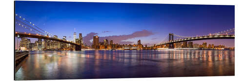 Alubild New York City skyline Panorama bei Nacht, USA